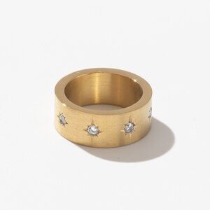 Elegant Gold Band with Silver Accents Milky Way Band Pearlory